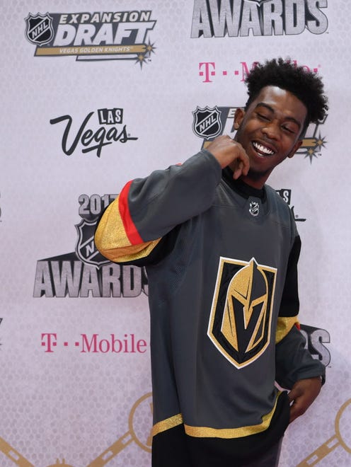 Desiigner arrives on the red carpet before the 2017 NHL Awards and Expansion Draft at T-Mobile Arena.