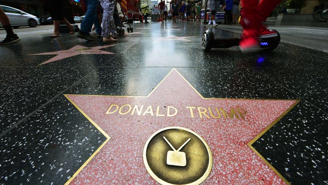 Donald Trump's star on the Hollywood Walk of Fame on Sept. 10, 2015, before it was vandalized.