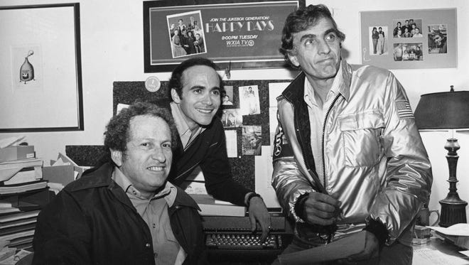 Producers of TV's 'Happy Days,' from left, Ed Milkis, Tom Miller and Garry Marshall, are shown in Los Angeles on April 7, 1978.