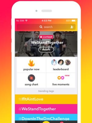 A screenshot of the social media app Musical.ly.