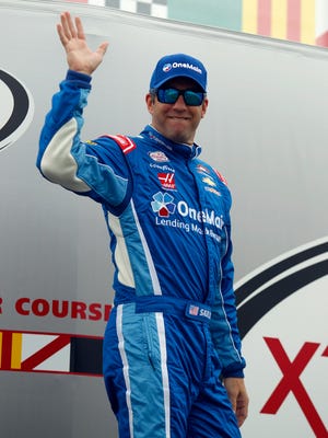 Elliott Sadler scored his first career NASCAR win at Darlington Raceway Saturday.