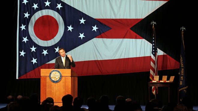 Kasich delivers his State of the State address at the Roberts Centre on Feb. 24, 2015, in Wilmington, Ohio.