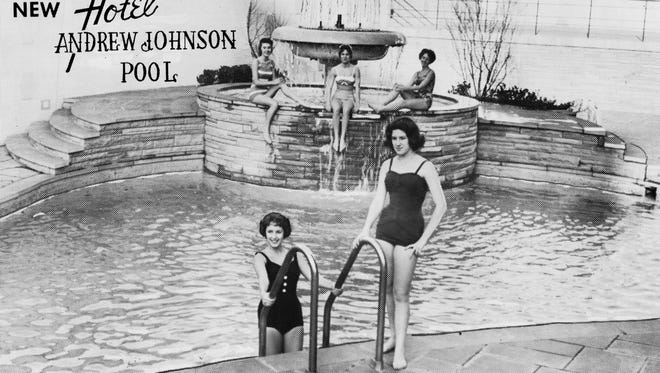Undated promotional photograph of the Andrew Johnson Hotel pool.
