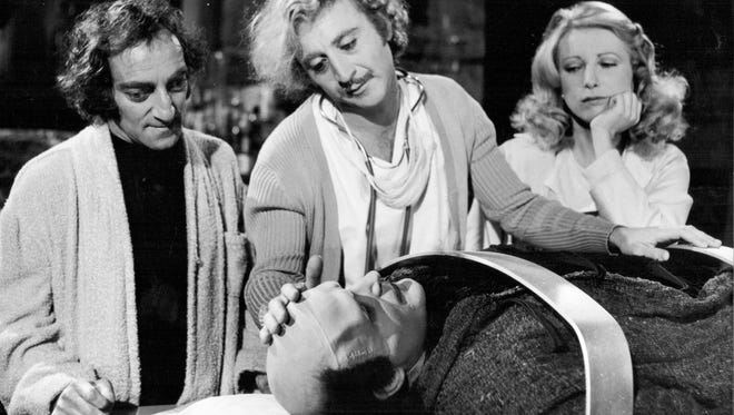 Gene Wilder (top center) played Dr. Frankenstein with Peter Boyle as The Monster, Marty Feldman as Igor (left) and Teri Garr as Inga in the 1974 Mel Brooks comedy 'Young Frankenstein.'