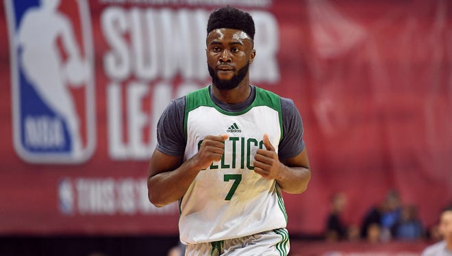 Boston Celtics forward Jaylen Brown (7) is pictured during an NBA Summer League game against the Philadelphia 76ers at Thomas & Mack Center.