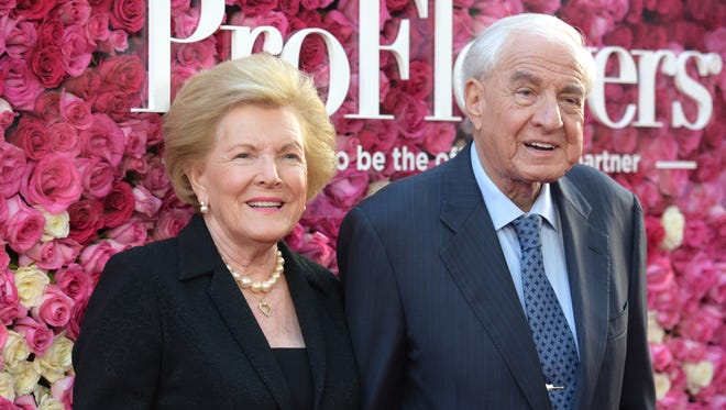 Garry Marshall, right, and his wife Barbara arrive at the Los Angeles premiere of 'Mother's Day' on April 13, 2016.