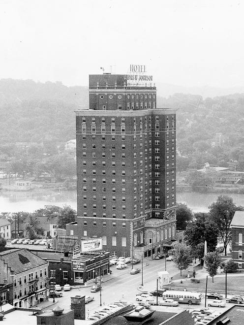 1955 photograph of the Andrew Jonson Hotel.