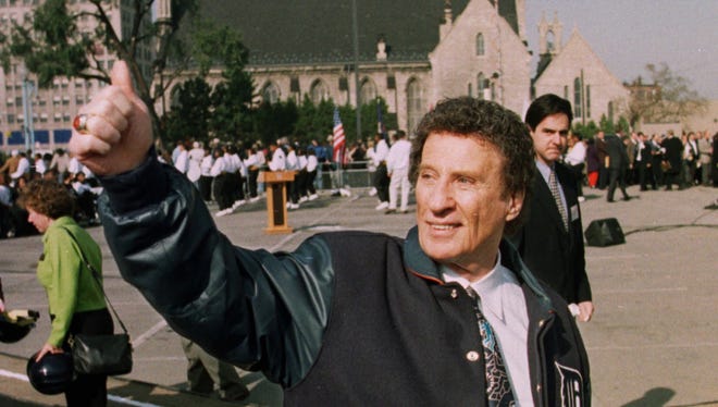 Detroit Tigers owner Mike Ilitch, shown at the groundbreaking for the new Tigers stadium in Detroit, Oct. 29, 1997.