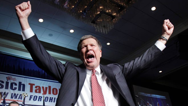 Kasich celebrates his gubernatorial victory on Nov. 3, 2010, in Columbus, Ohio.