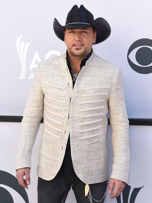 Jason Aldean during the 52nd Academy of Country Music Awards red carpet at T-Mobile Arena on Sunday, April 2, 2017, in Las Vegas, Nev.