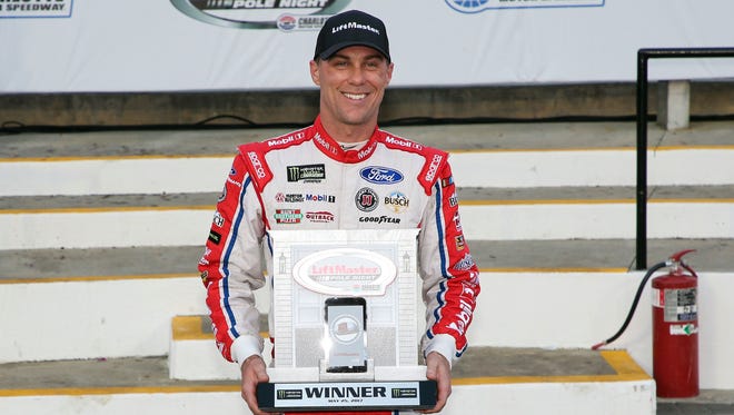 Kevin Harvick celebrates his 20th career Cup pole.