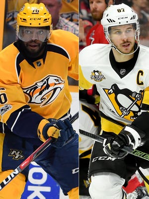 Predators defenseman P.K. Subban (left) and Penguins center Sidney Crosby (right) will see a lot of each other in the Stanley Cup Final.