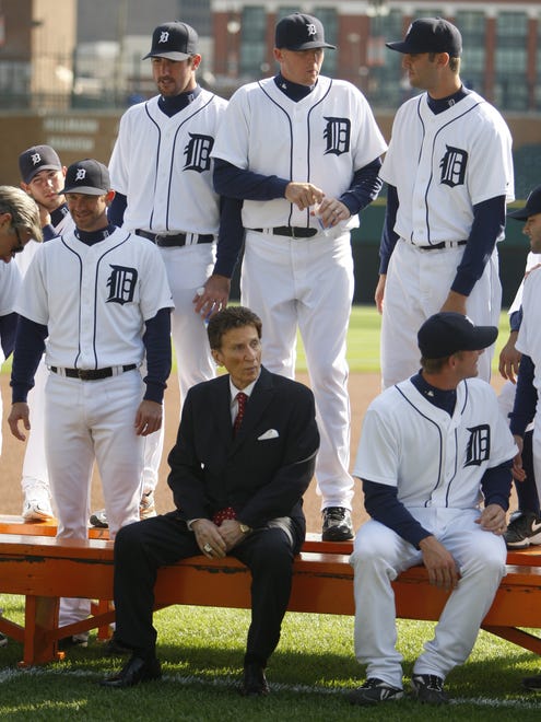 Detroit Tigers Owner Mike ilitch waits for the team picture to be shot Tuesday,September 15, 2009 at Comerica Park in Detroit.