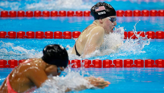The war of words and gestures between Lilly King (right) and Yuliya Efimova (left) reached its pinnacle when King out-touched Efimova for gold in the 100 breaststroke final.