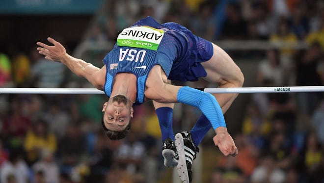 Bradley Adkins (USA) during the men's high jump qualifying in the Rio 2016 Summer Olympic Games at Estadio Olimpico Joao Havelange.