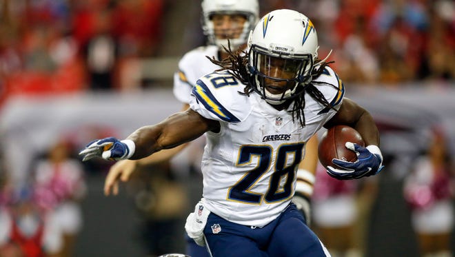 Chargers RB Melvin Gordon: After being held without a touchdown in his rookie year, Gordon already has 10 scores so far this season.