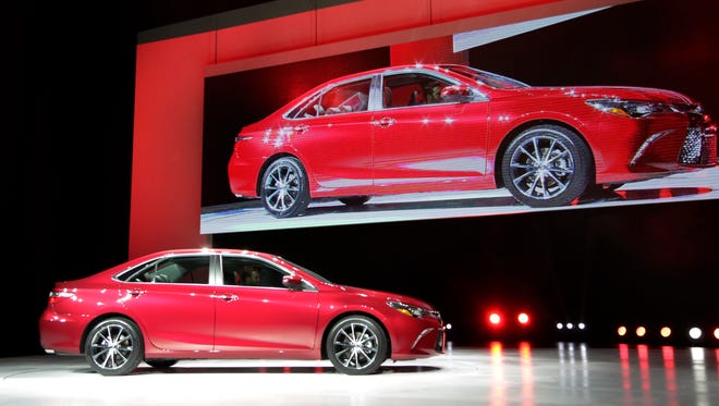 The 2015 Toyota Camry is introduced at the New York International Auto Show