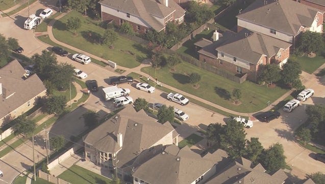 The scene of the shooting near the Houston suburb of Fulshear, Texas.