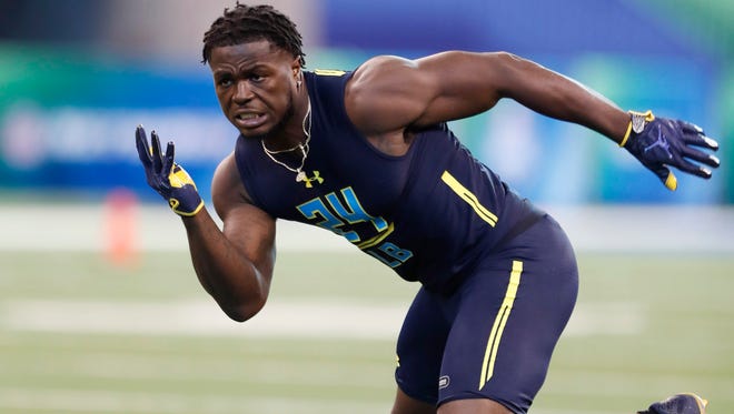 Michigan's Jabrill Peppers will likely be an NFL safety, but he worked out as a linebacker, his college position, Sunday.