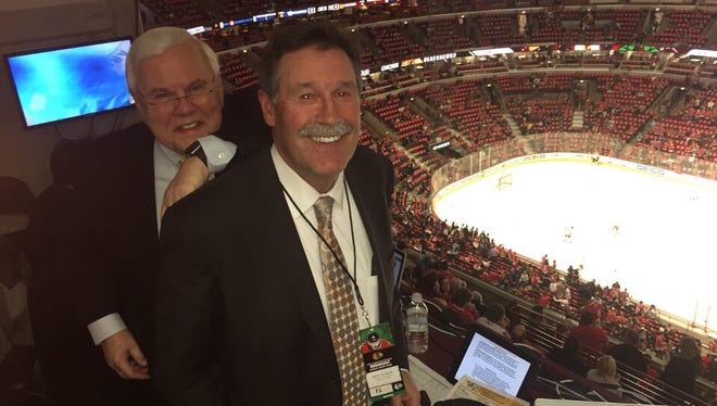 Brent Peterson, right, will be replaced in the Predators radio booth by former Predators defenseman Hal Gill.