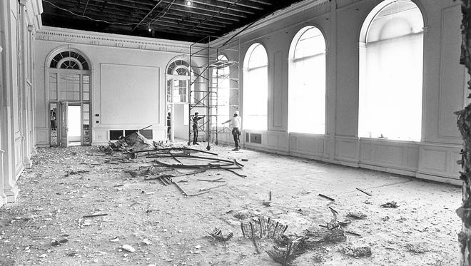 1986 photograph of the ballroom in the Andrew Johnson Building.