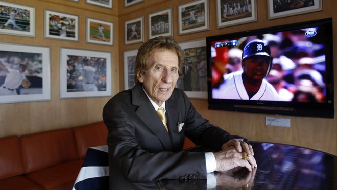 Detroit Tigers and Red Wings owner Mike Ilitch in his his suite during early inning  action against Boston Saturday. April 7, 2012 at Comerica Park.