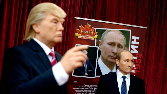 Wax figures of President Trump and Vladimir Putin, Sofia,Bulgaria, April 7, 2017.