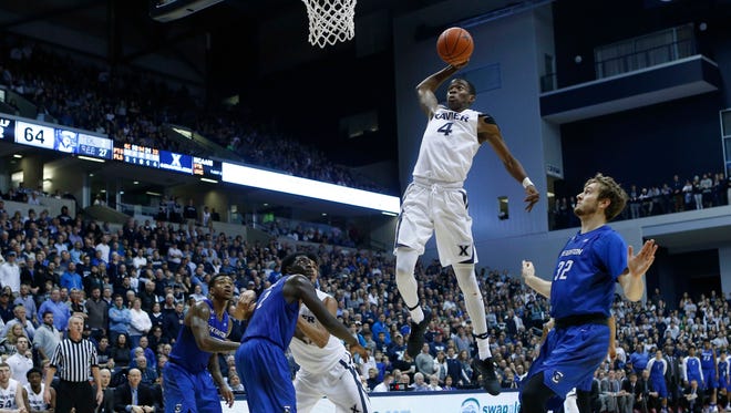 Xavier Musketeers guard Edmond Sumner dunks during the second half against the Creighton Bluejays at the Cintas Center.