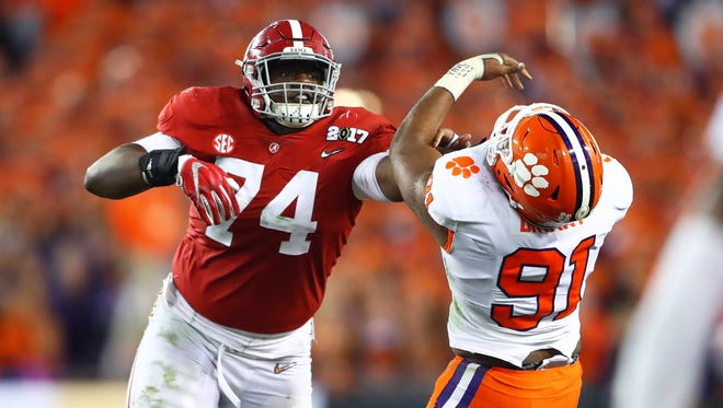 31. Atlanta Falcons — Cam Robinson, OL, Alabama: The NFC champs have already plucked former Tide assistant Steve Sarkisian, so why not also turn to Tuscaloosa for a massive and highly capable lineman to take over for retired G Chris Chester?