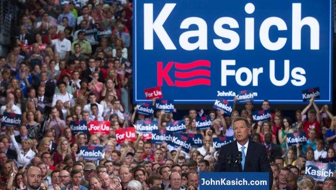 Kasich officially launches his 2016 presidential bid during a rally at Ohio State University on July 21, 2015, in Columbus.