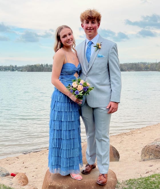 The lake provided Arrowhead High School students Sydney Mikulak and Kyler Farrow with a picturesque backdrop for a prom photo on Saturday, April 27, 2024, at Chenequa Country Club.