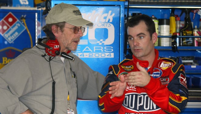 Jff Gordon, right, with team owner Rick Hendrick, won five races in 2004 and finished third in the points standings.
